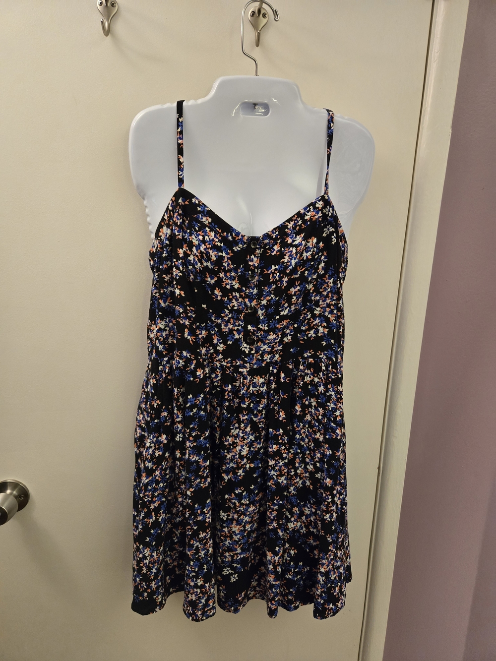 Express Black Floral Spaghetti-Strap Dress